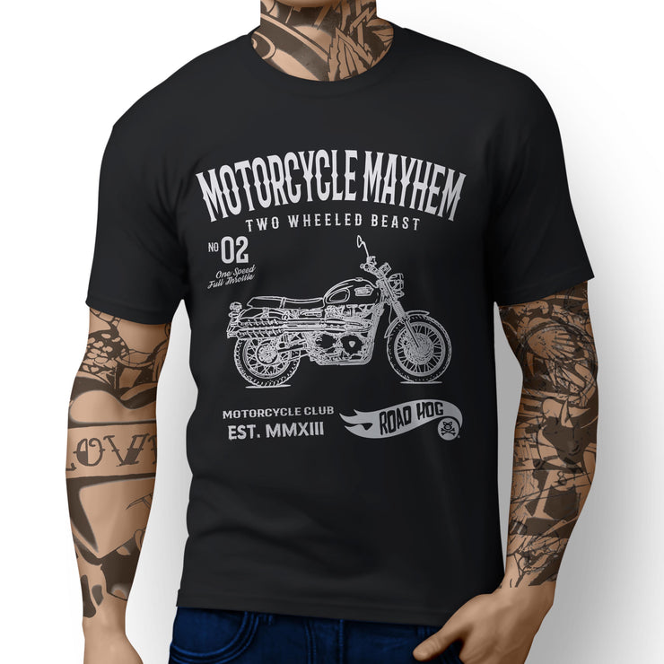 RH Mayhem Art Tee aimed at fans of Triumph Scrambler 2016 Motorbike