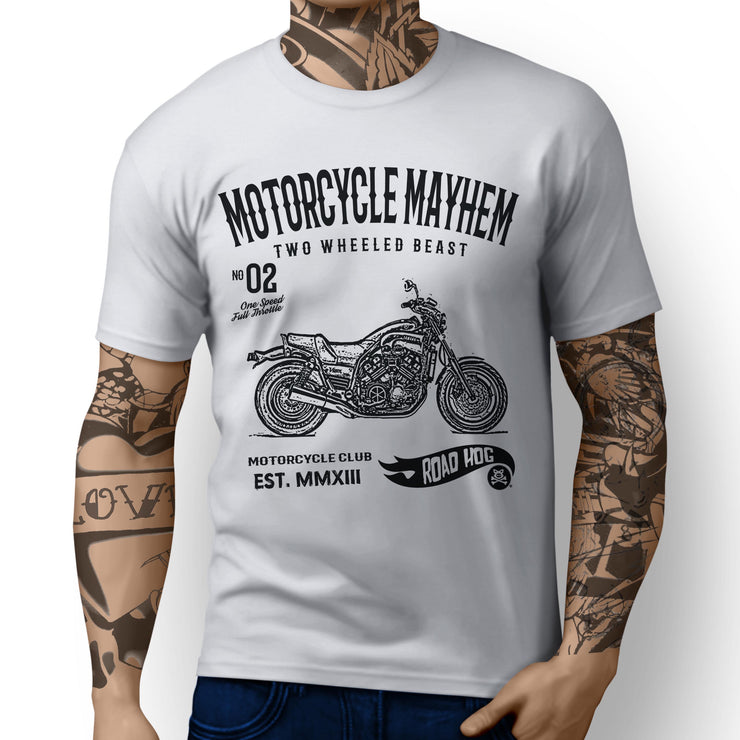 RH Mayhem Illustration For A Yamaha VMAX 1200 Original Motorbike Fan T-shirt