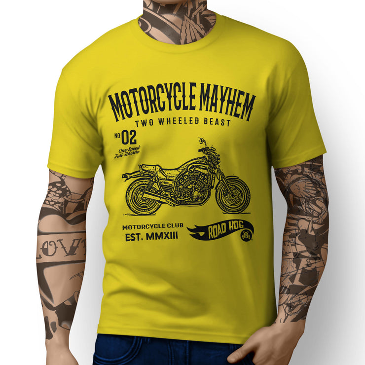 RH Mayhem Illustration For A Yamaha VMAX 1200 Original Motorbike Fan T-shirt