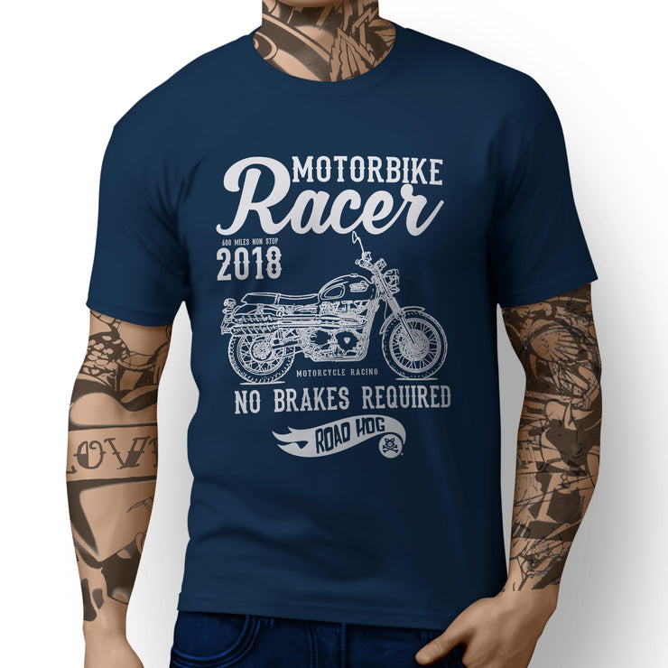 RH Racer Art Tee aimed at fans of Triumph Scrambler 2016 Motorbike