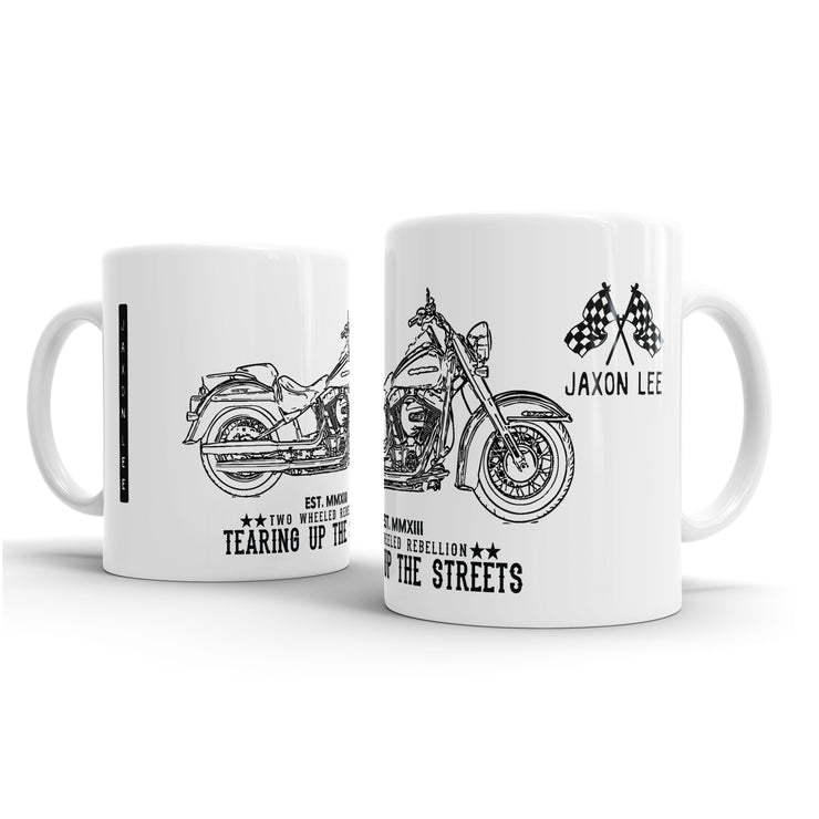 JL Art Mug aimed at fans of Harley Davidson Softail Deluxe Motorbike