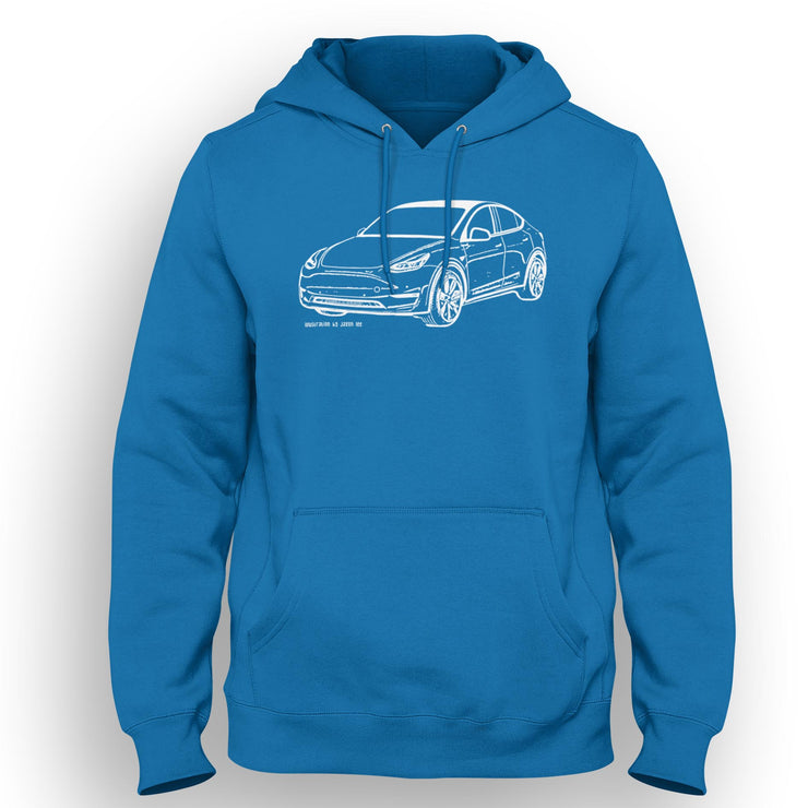 JL Illustration For A Tesla Model Y Motorcar Fan Hoodie