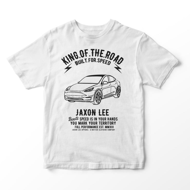 JL King Illustration for a Tesla Model Y Motorcar fan T-shirt