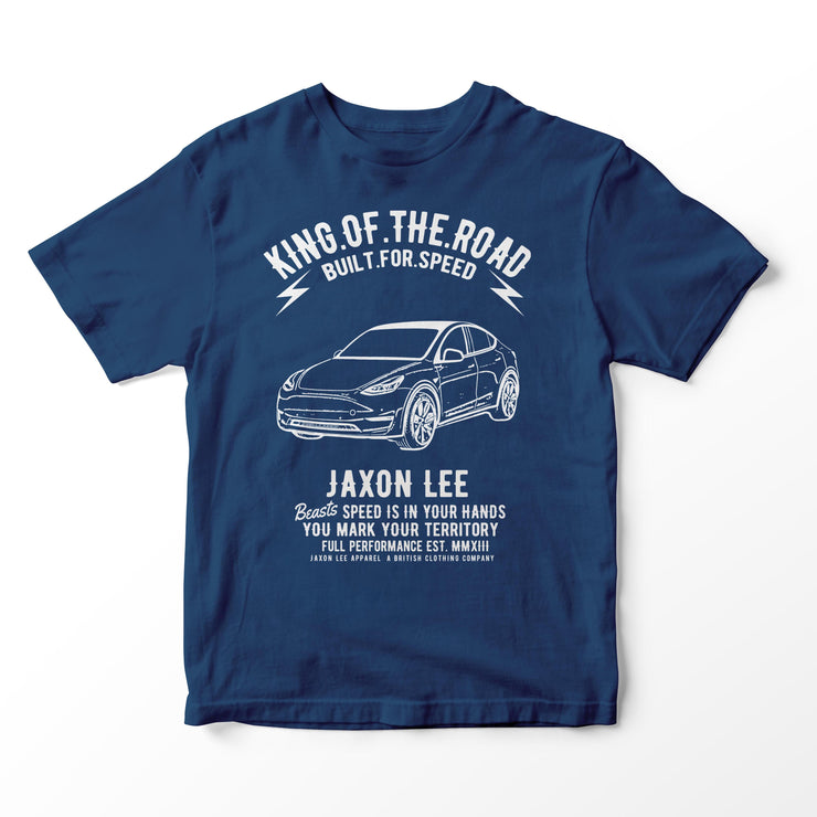 JL King Illustration for a Tesla Model Y Motorcar fan T-shirt