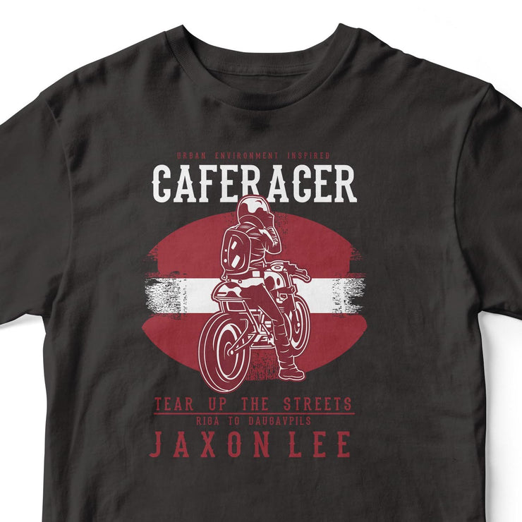 JL Tear up the Streets Latvia Cafe Racer Motorbike - T-shirt