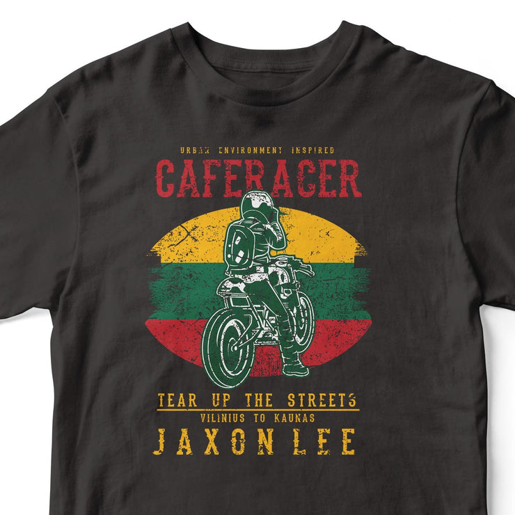 JL Tear up the Streets Lithuania Cafe Racer Motorbike - T-shirt